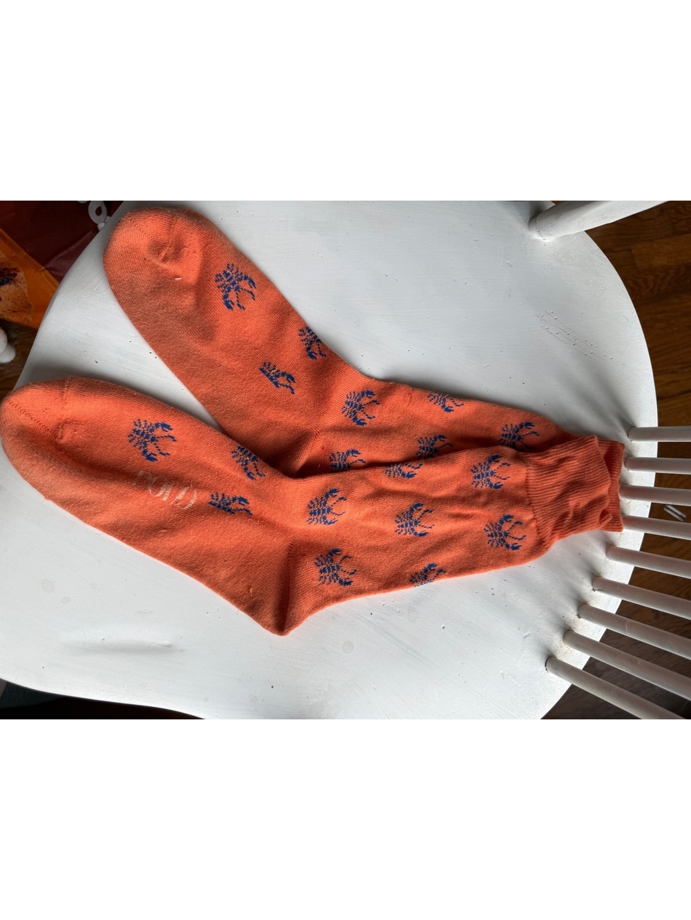 Ralph Lauren Polo Orange Socks with Blue Crab Pattern